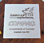 Engraved Compaq America's Cup brass plaque